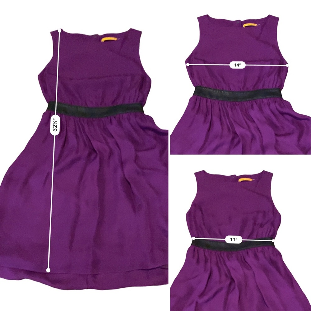 Alice + Olivia purple silk and leather party dress with cutout at back - Picture 13 of 13